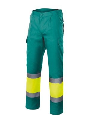 Pantalones reflectantes velilla multibolsillos bicolor alta visibilidad de algodon vista 1