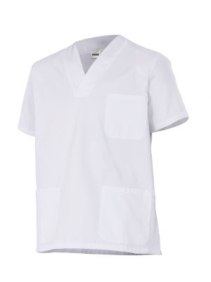 Casacas sanitarias velilla camisola de pijama de color blanco manga corta de algodon con impresión vista 1